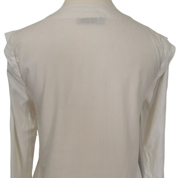 NWT Hobbs London Silk V-Neck Long Sleeve Ivory Button Blouse - Sz 6 - Picture 6 of 12